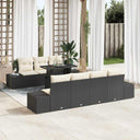 vidaXL Garden Bench Set with Cushion 8 pcs Black and Cream