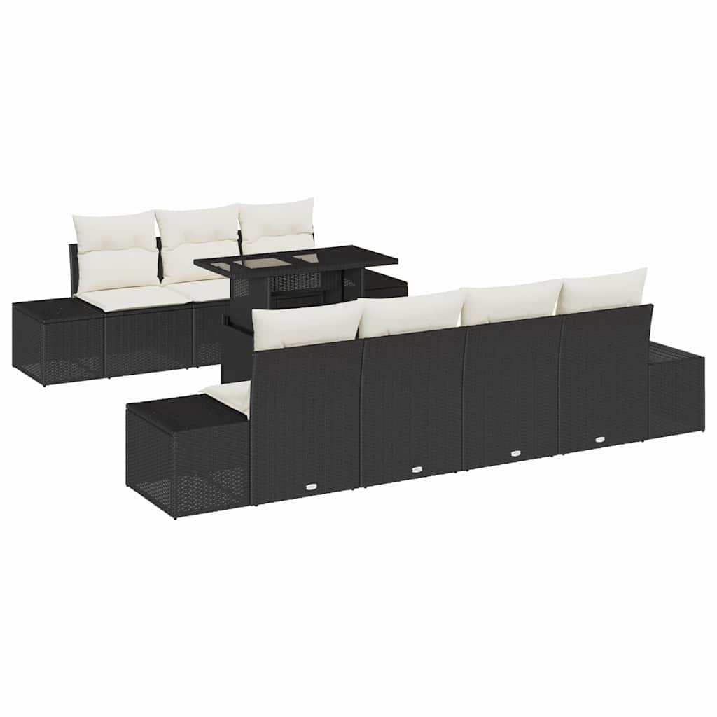 vidaXL Garden Bench Set with Cushion 8 pcs Black and Cream