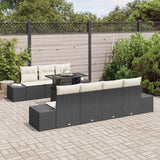 vidaXL Garden Bench Set with Cushion 8 pcs Black and Cream