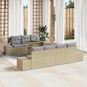 vidaXL Garden Bench Set with Cushion 8 pcs Black and Cream