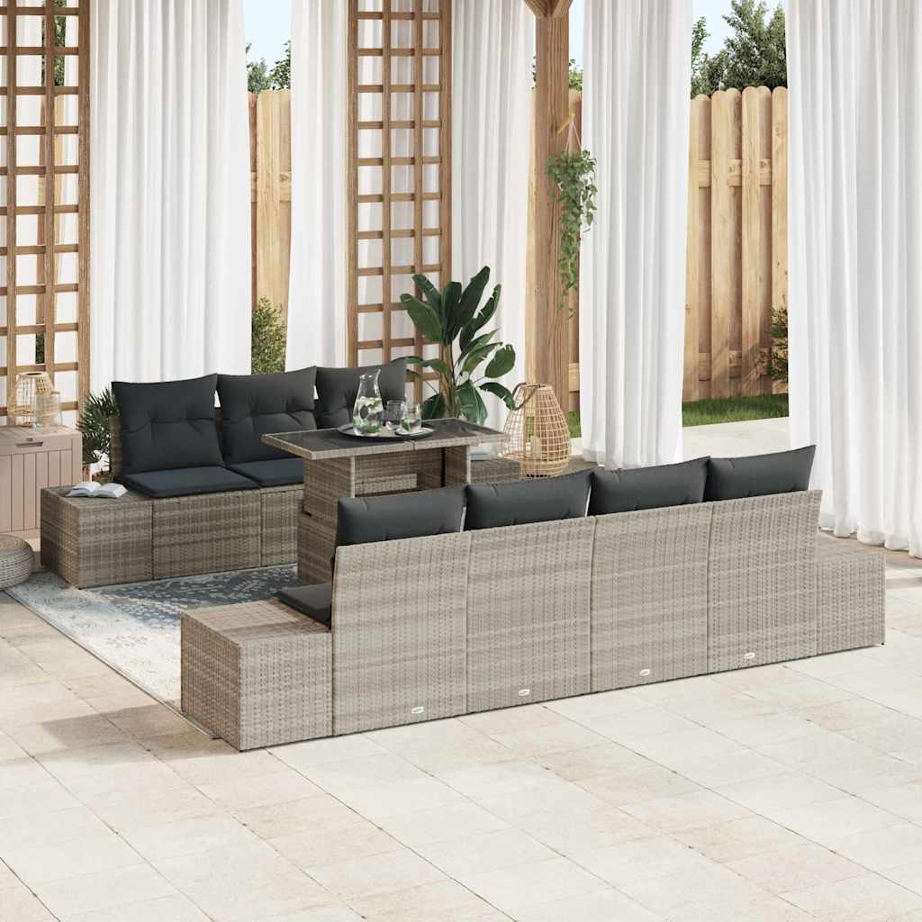 vidaXL Garden Bench Set with Cushion 8 pcs Black and Cream