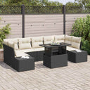 vidaXL Tuinbank Set met kussen 8 pcs Zwart en Crème