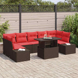 vidaXL Garden Bench Set 8 pcs 7-Seater Brown and Red