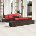 vidaXL Tuinbank Set 7 st 6-Aantal zitplaatsen Bruin en Rood