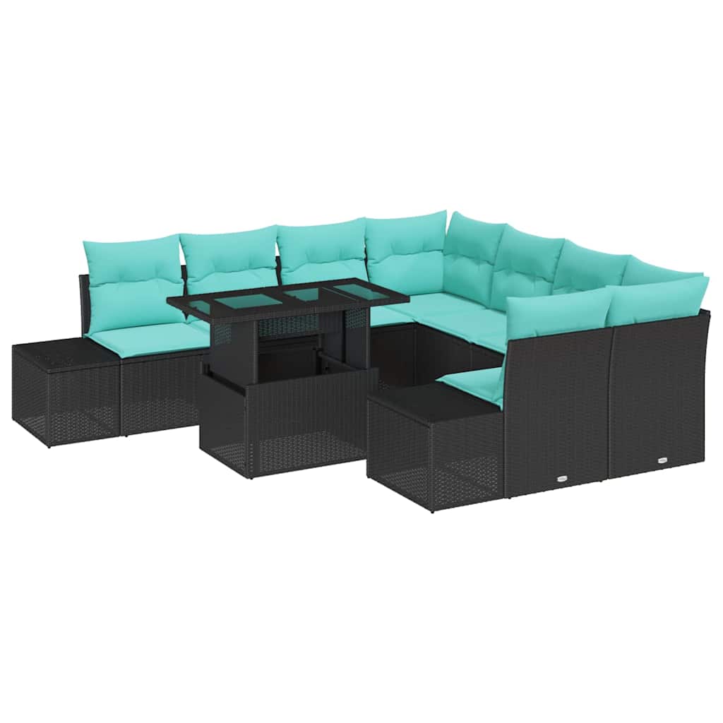 vidaXL Tuinbank Set 9 st Bruin poly rattan