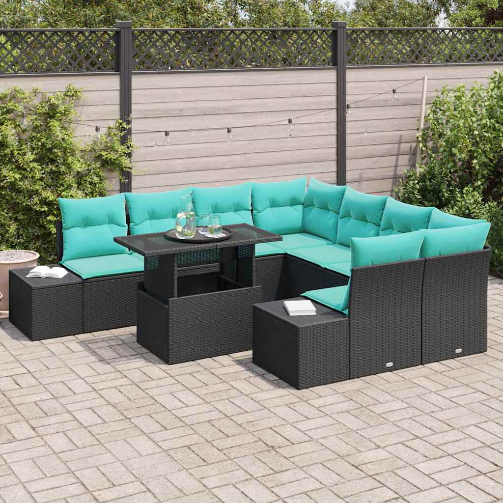 vidaXL Tuinbank Set 9 st Bruin poly rattan