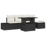 vidaXL Tuinbank Set met opslag 6 pcs Zwart Poly rattan
