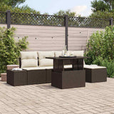 vidaXL Tuinbank Set met opslag 6 pcs Zwart Poly rattan