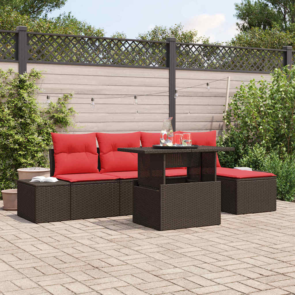 vidaXL Tuinbank Set 6 st Bruin poly rattan