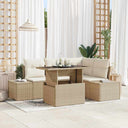 vidaXL Tuinbank Set met kussen met opslag 5 pcs Zwart poly rattan