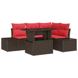 vidaXL Garden Sofa Set 5 Pieces Brown Poly Rattan