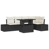 vidaXL Tuinbank Set met opslag 6 pcs Zwart Poly rattan