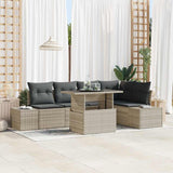 vidaXL Tuinbank Set met opslag 6 pcs Zwart Poly rattan