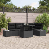 vidaXL Tuinbank Set met opslag 6 pcs Zwart Poly rattan