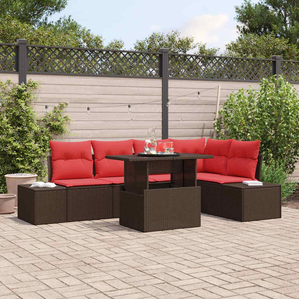 vidaXL Tuinbank Set 6 st Bruin poly rattan