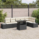 vidaXL Tuinbank Set met kussen met opslag 7 pcs Zwart poly rattan