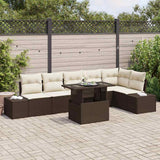 vidaXL Tuinbank Set met kussen met opslag 7 pcs Zwart poly rattan