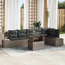 vidaXL Tuinbank Set met kussen met opslag 7 pcs Zwart poly rattan
