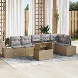 vidaXL Tuinbank Set met kussen met opslag 7 pcs Zwart poly rattan