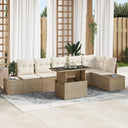 vidaXL Tuinbank Set met kussen met opslag 7 pcs Zwart poly rattan