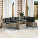 vidaXL Tuinbank Set met kussen met opslag 7 pcs Zwart poly rattan