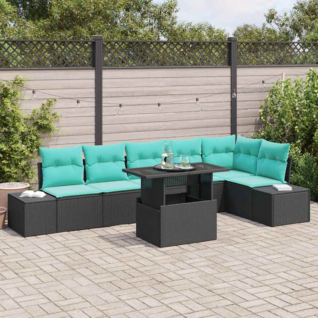 vidaXL Tuinbank Set 7 st Bruin poly rattan