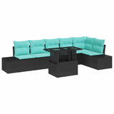 vidaXL Tuinbank Set 7 st Bruin poly rattan