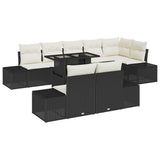 vidaXL Tuinbank Set met opslag 9 pcs Zwart Poly rattan