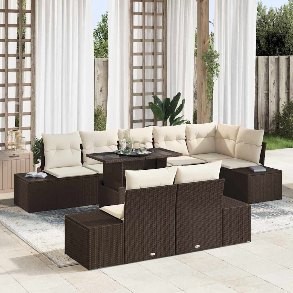 vidaXL Tuinbank Set met opslag 9 pcs Zwart Poly rattan