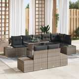 vidaXL Tuinbank Set met opslag 9 pcs Zwart Poly rattan