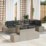 vidaXL Tuinbank Set met opslag 9 pcs Zwart Poly rattan