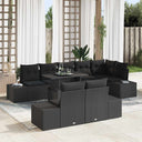 vidaXL Tuinbank Set met opslag 9 pcs Zwart Poly rattan