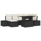 vidaXL Tuinbank Set met opslag 7 pcs Zwart Poly rattan