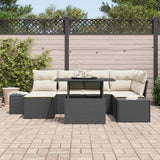 vidaXL Tuinbank Set met opslag 7 pcs Zwart Poly rattan