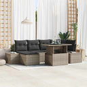 vidaXL Tuinbank Set met opslag 7 pcs Zwart Poly rattan