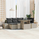 vidaXL Tuinbank Set met opslag 7 pcs Zwart Poly rattan
