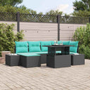 vidaXL Garden Sofa Set 7 pcs Brown and Red poly rattan