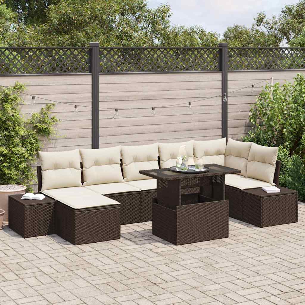 vidaXL Tuinbank Set met opslag 8 pcs Zwart Poly rattan