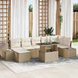 vidaXL Tuinbank Set met opslag 8 pcs Zwart Poly rattan