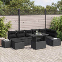 vidaXL Tuinbank Set met opslag 8 pcs Zwart Poly rattan