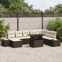 vidaXL Tuinbank Set met opslag 9 pcs Zwart Poly rattan