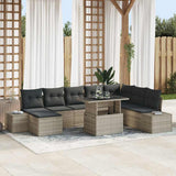 vidaXL Tuinbank Set met opslag 9 pcs Zwart Poly rattan