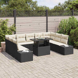vidaXL Tuinbank Set met opslag 10 pcs Zwart Poly rattan