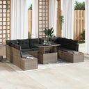 vidaXL Tuinbank Set met opslag 10 pcs Zwart Poly rattan