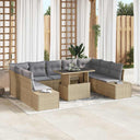 vidaXL Tuinbank Set met opslag 10 pcs Zwart Poly rattan