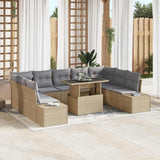 vidaXL Tuinbank Set met opslag 10 pcs Zwart Poly rattan