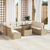 vidaXL Tuinbank Set met opslag 10 pcs Zwart Poly rattan