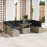 vidaXL Tuinbank Set met opslag 10 pcs Zwart Poly rattan
