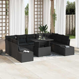 vidaXL Tuinbank Set met opslag 10 pcs Zwart Poly rattan