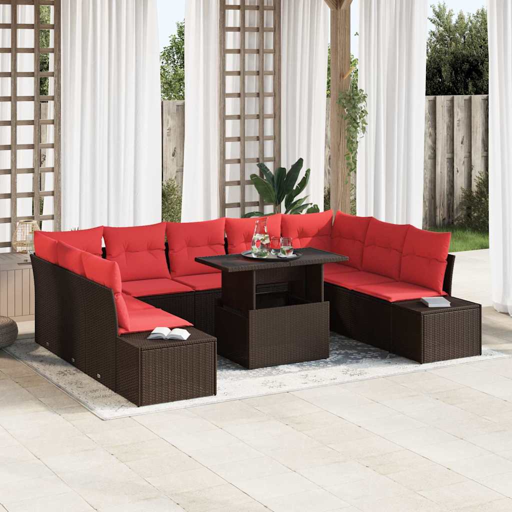 vidaXL Tuinbank Set 10 st Bruin poly rattan